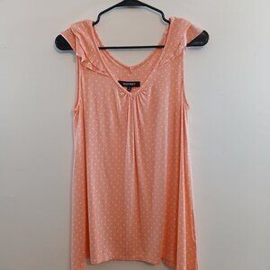 Ellen Tracy Women's Sleeveless Polka Dot Peach Top Size Small